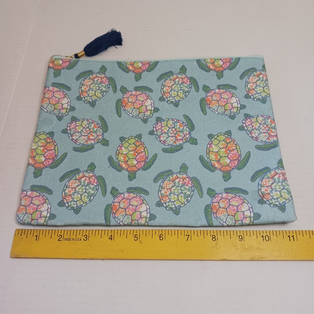 Large Cynthia  Rowley clutch Pouch makeup bag sea turtles - Picture 6 of 6
